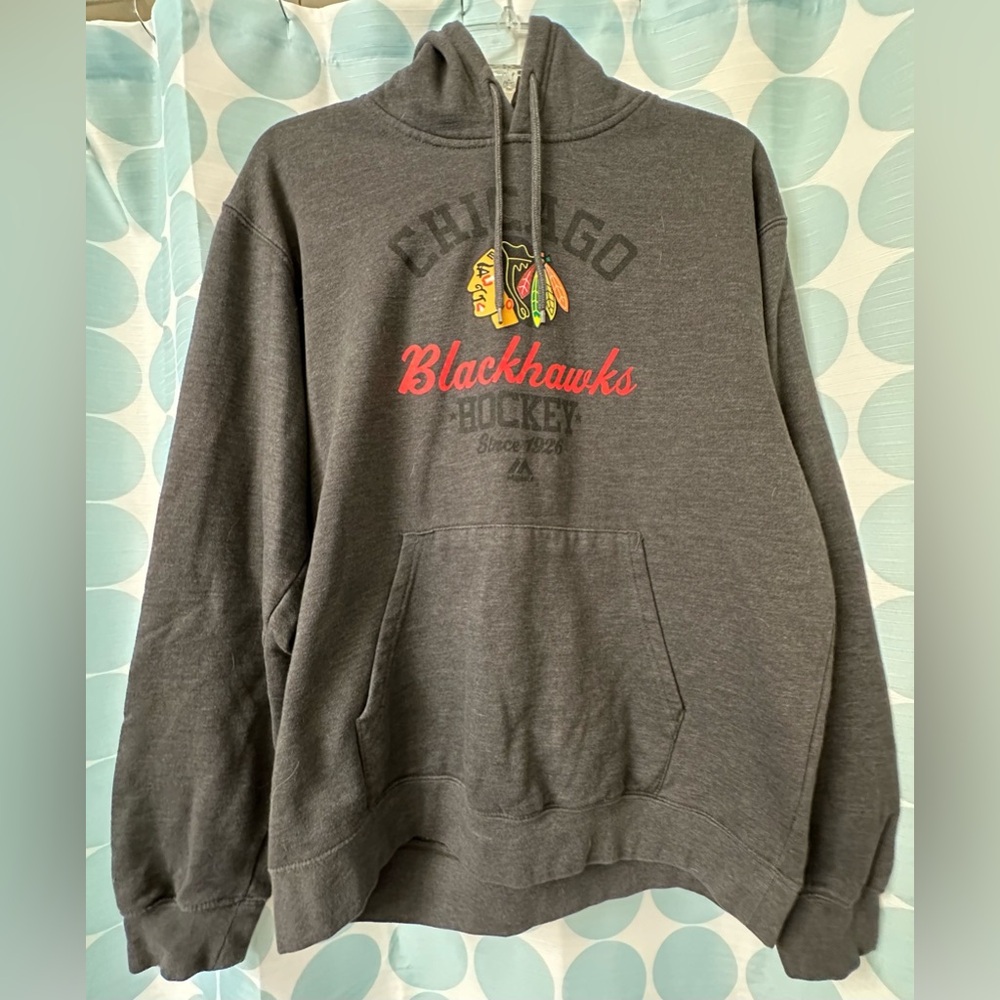 Chicago Blackhawks Hooded Sweatshirt, Gray, Size Large